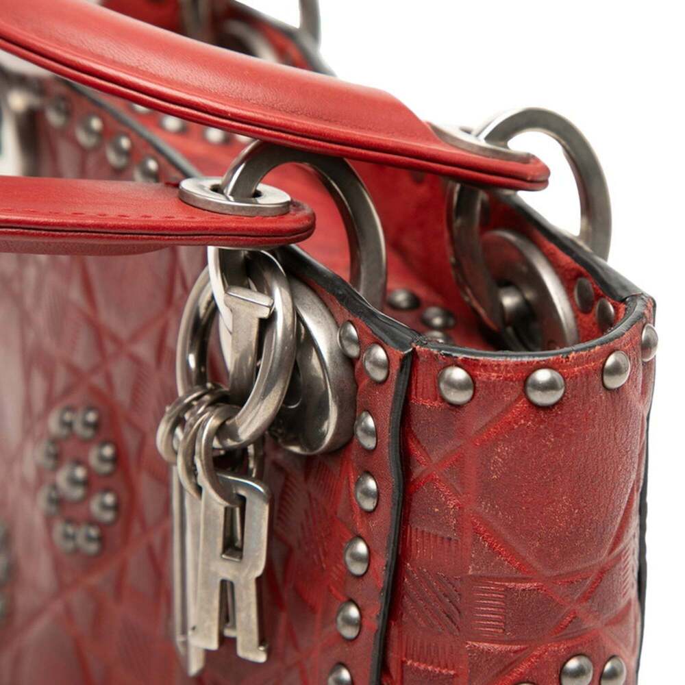 CHRISTIAN DIOR Red Leather Shoulder Bag - Picture 4 of 8